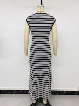 Striped Sleeveless Maxi Dress