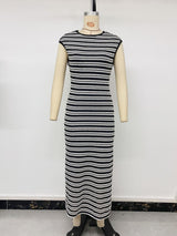 Striped Sleeveless Maxi Dress