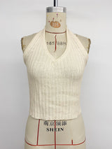 Ribbed V-Neck Crop Top