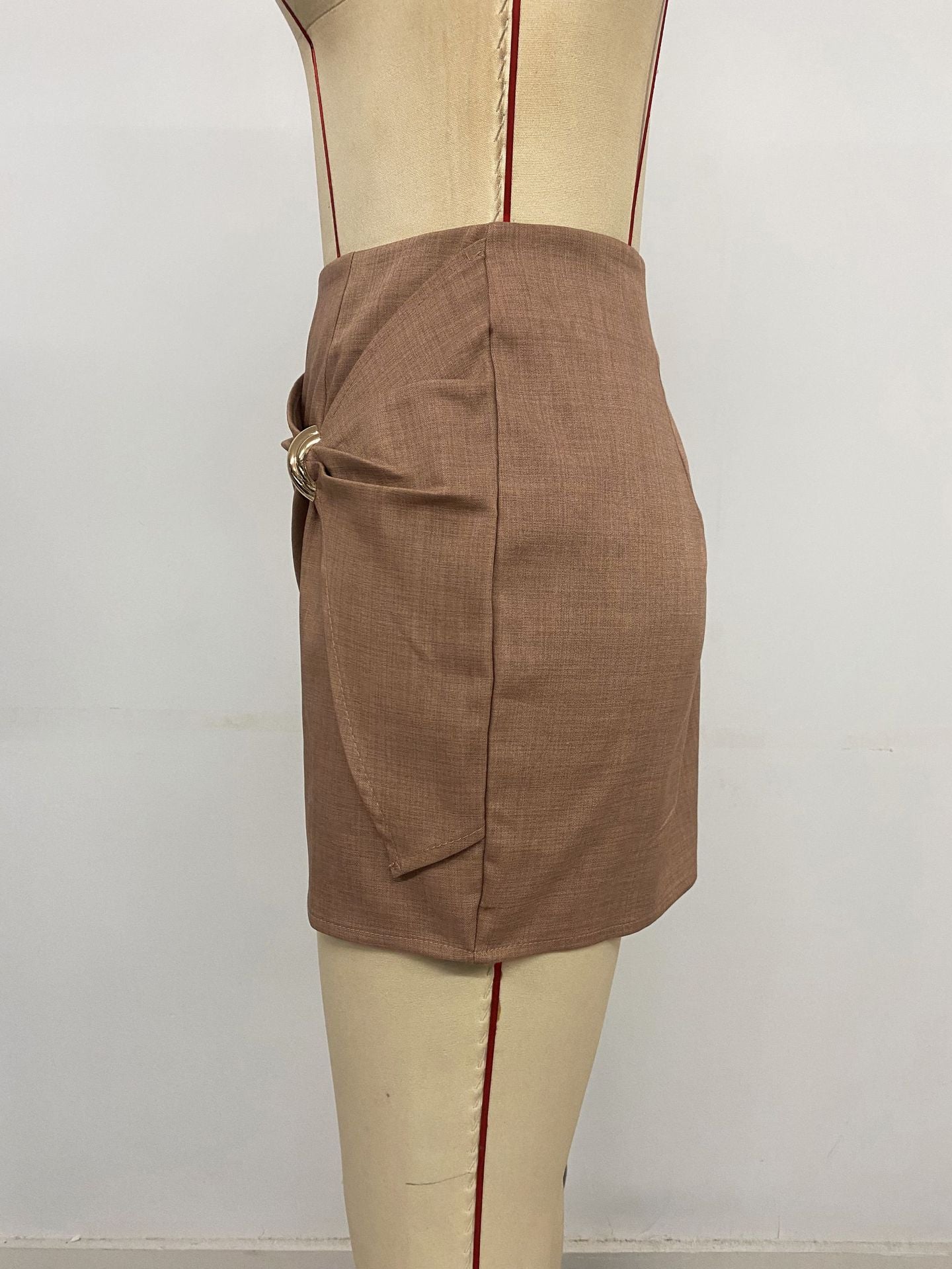 Wrap-Style Mini Skirt with Ring Detail