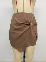 Wrap-Style Mini Skirt with Ring Detail