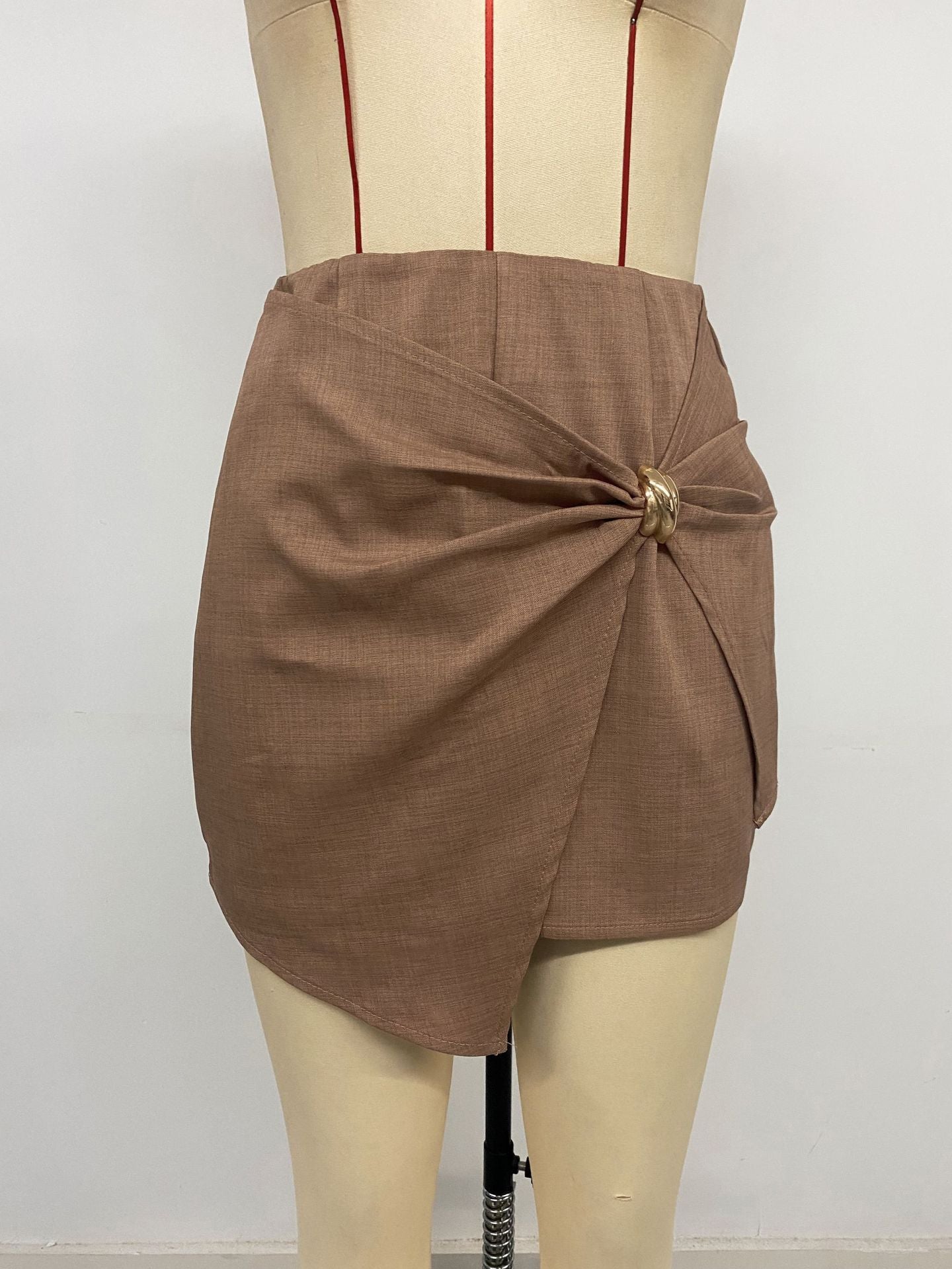 Wrap-Style Mini Skirt with Ring Detail