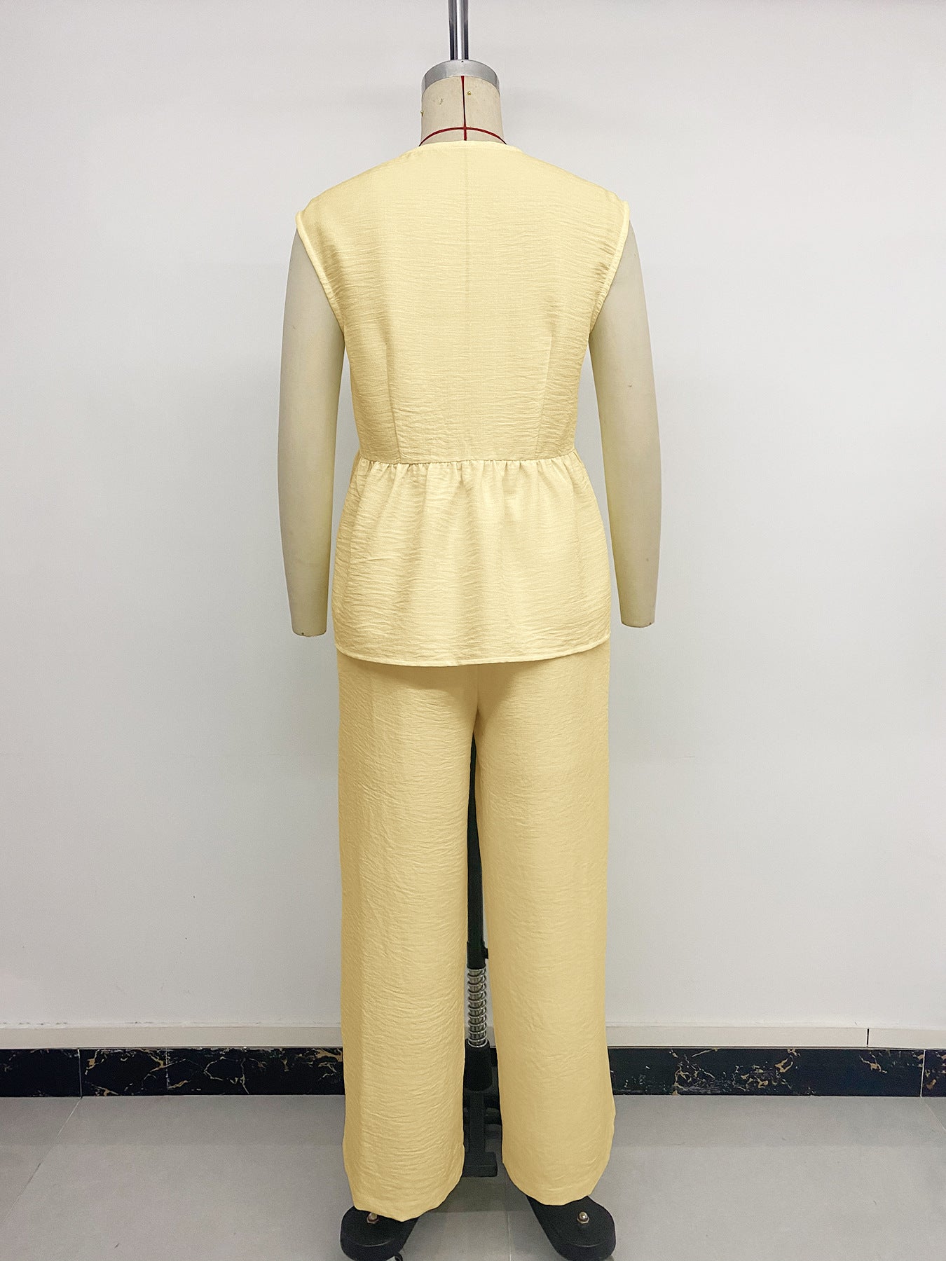 Sleeveless V-Neck Top & Wide-Leg Pants Set