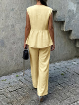 Sleeveless V-Neck Top & Wide-Leg Pants Set