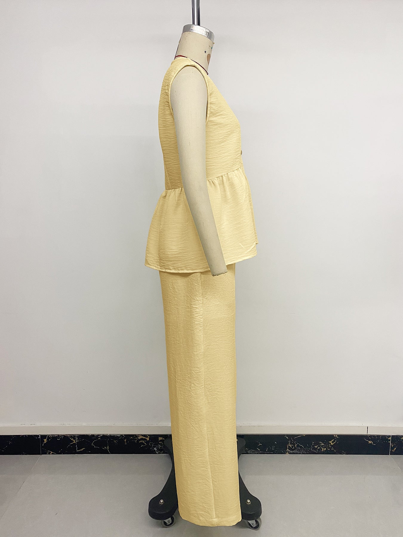 Sleeveless V-Neck Top & Wide-Leg Pants Set