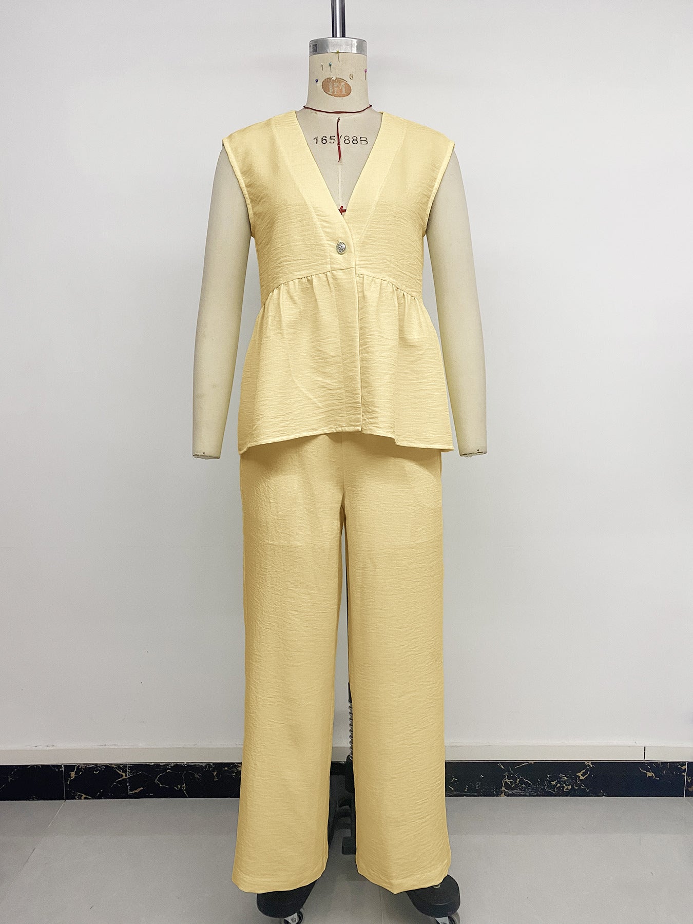 Sleeveless V-Neck Top & Wide-Leg Pants Set