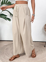 Casual Wide-Leg Drawstring Pants