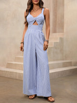 Stylish Striped Cut-Out Jumpsuit