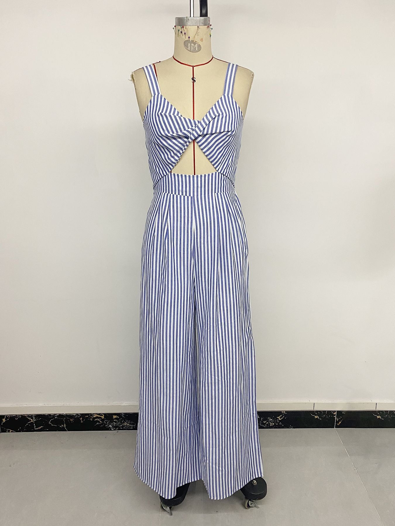 Stylish Striped Cut-Out Jumpsuit