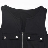 Chic Black Sleeveless Drawstring Jumpsuit