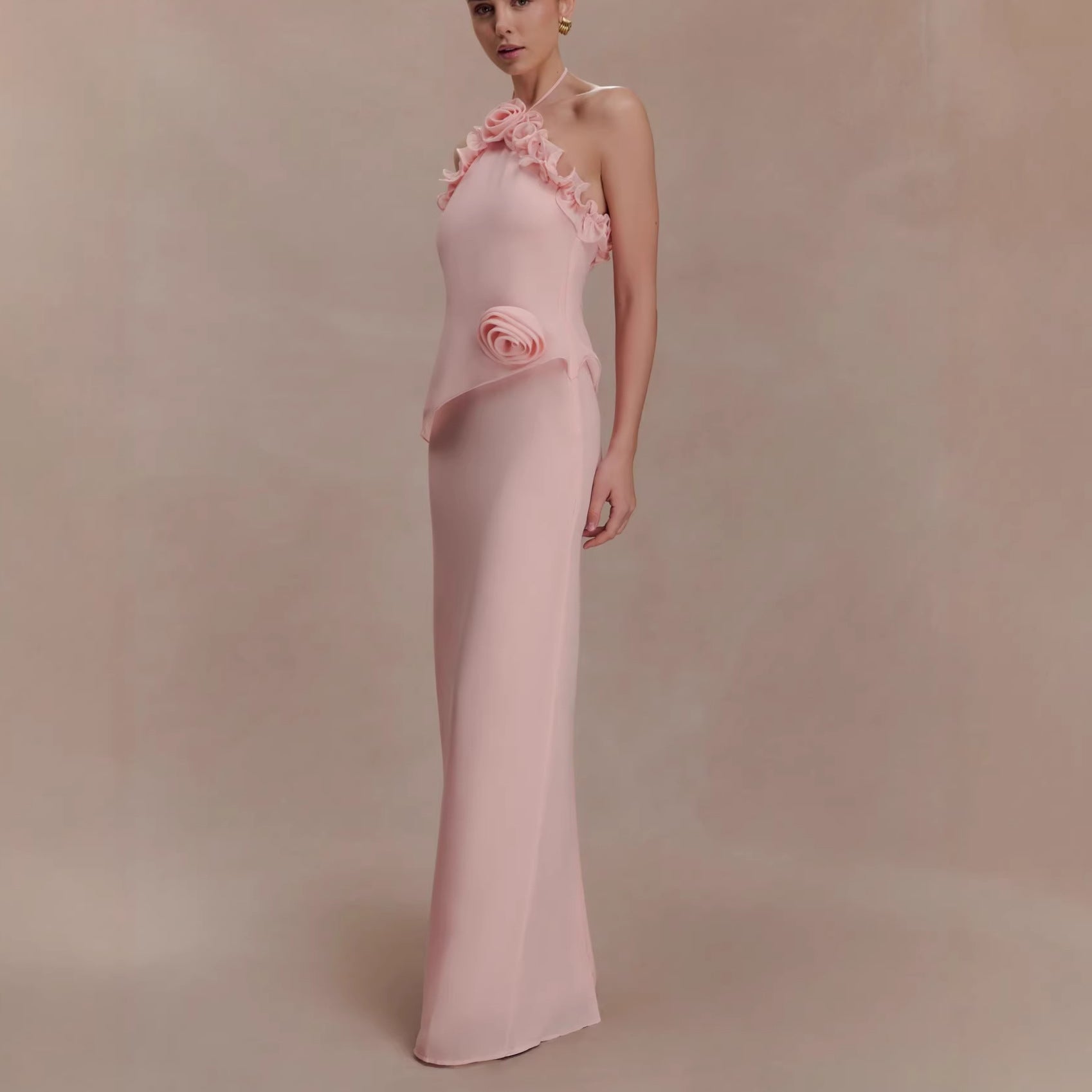 Elegant Gown with Floral Accents