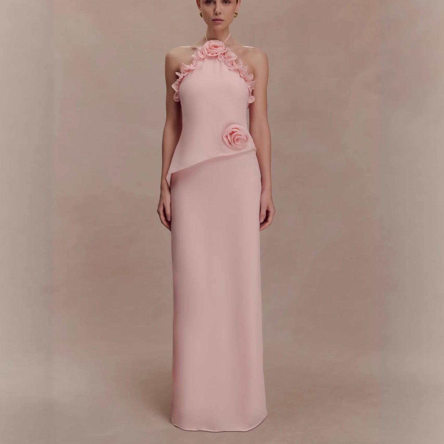 Elegant Gown with Floral Accents