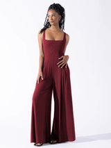 Wide-Leg Jumpsuit with Square Neckline
