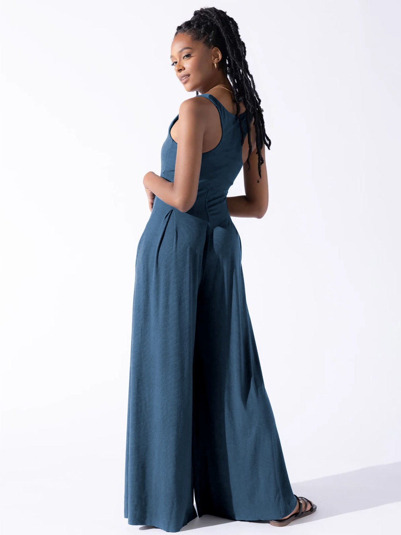 Wide-Leg Jumpsuit with Square Neckline