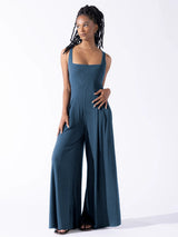 Wide-Leg Jumpsuit with Square Neckline