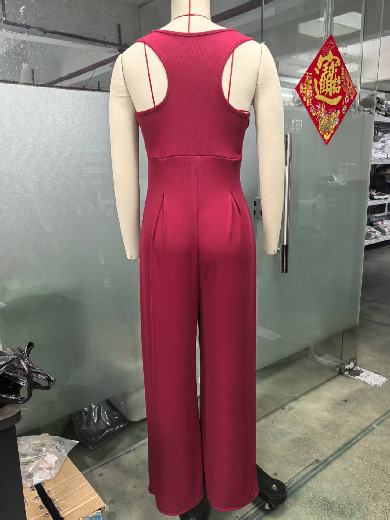 Wide-Leg Jumpsuit with Square Neckline