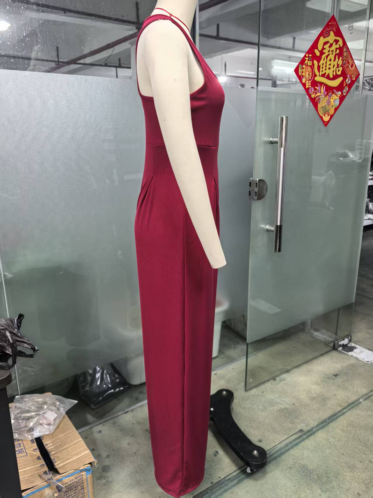Wide-Leg Jumpsuit with Square Neckline