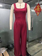 Wide-Leg Jumpsuit with Square Neckline