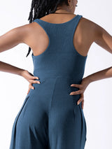 Wide-Leg Jumpsuit with Square Neckline