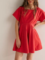 Casual A-Line Dress with Short Sleeves
