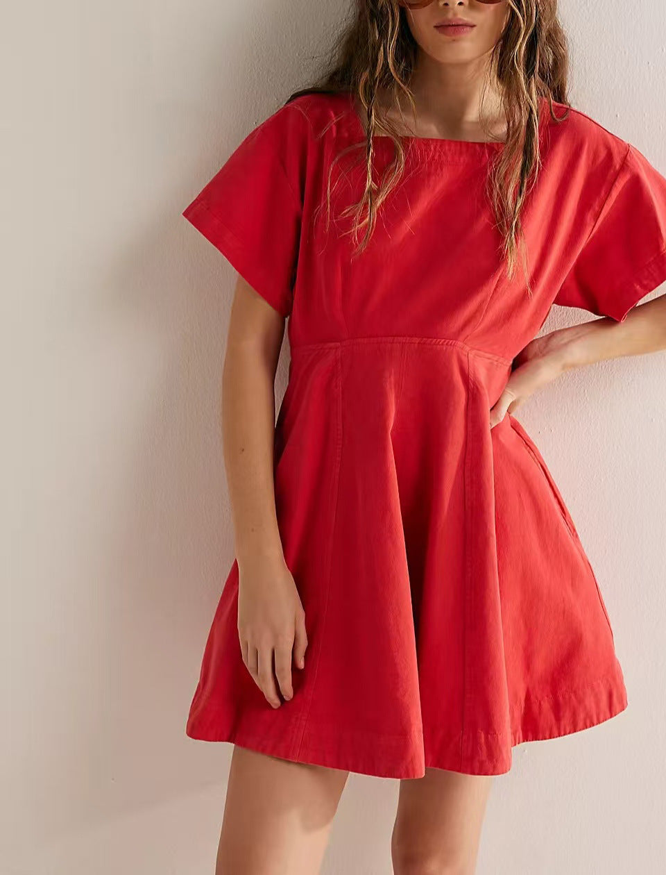 Casual A-Line Dress with Short Sleeves