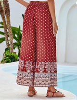 Polka Dot & Floral Wide-Leg Pants