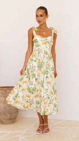 Floral Tie-Shoulder Maxi Dress