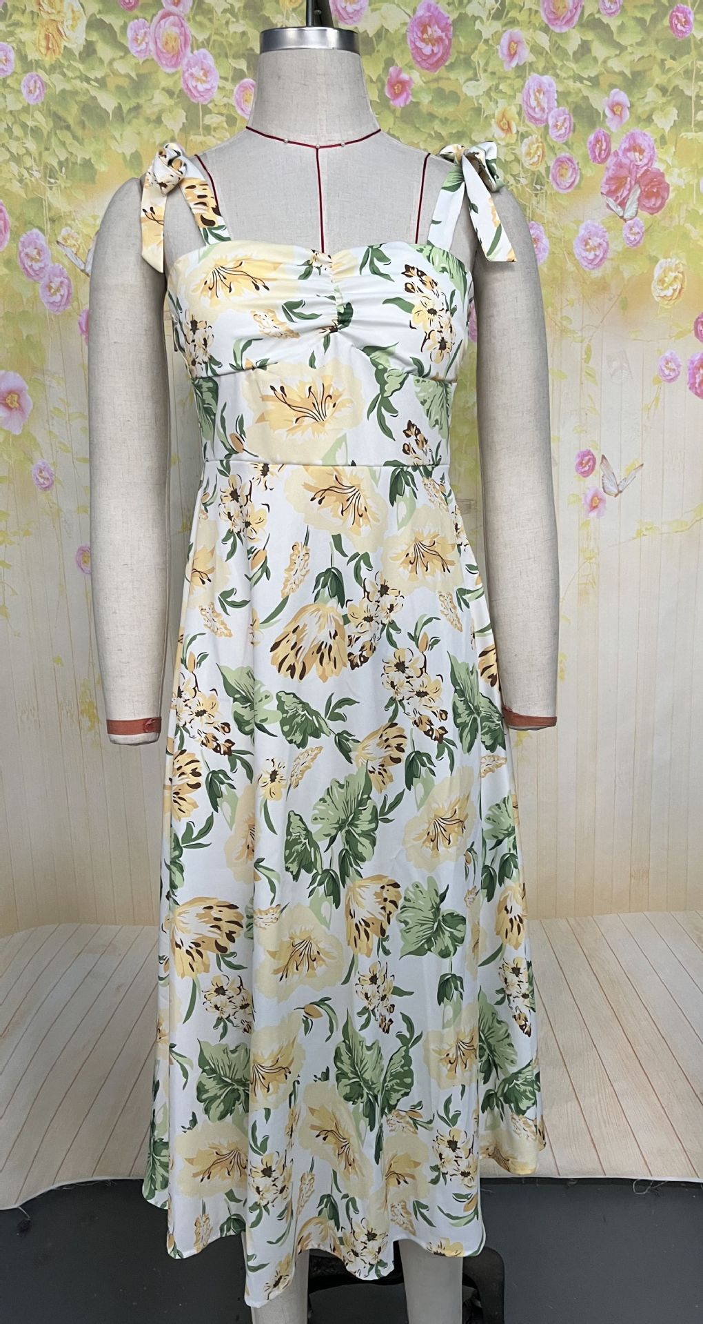 Floral Tie-Shoulder Maxi Dress