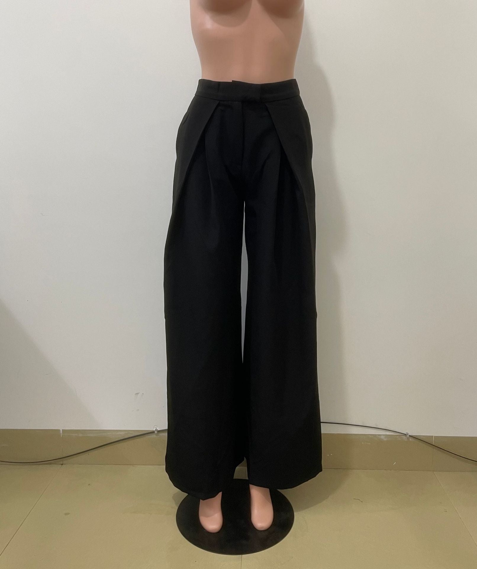 Wide-Leg Pinstripe Trousers