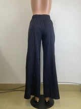 Wide-Leg Pinstripe Trousers