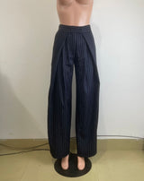 Wide-Leg Pinstripe Trousers