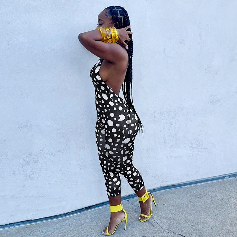Polka Dot Halter Jumpsuit