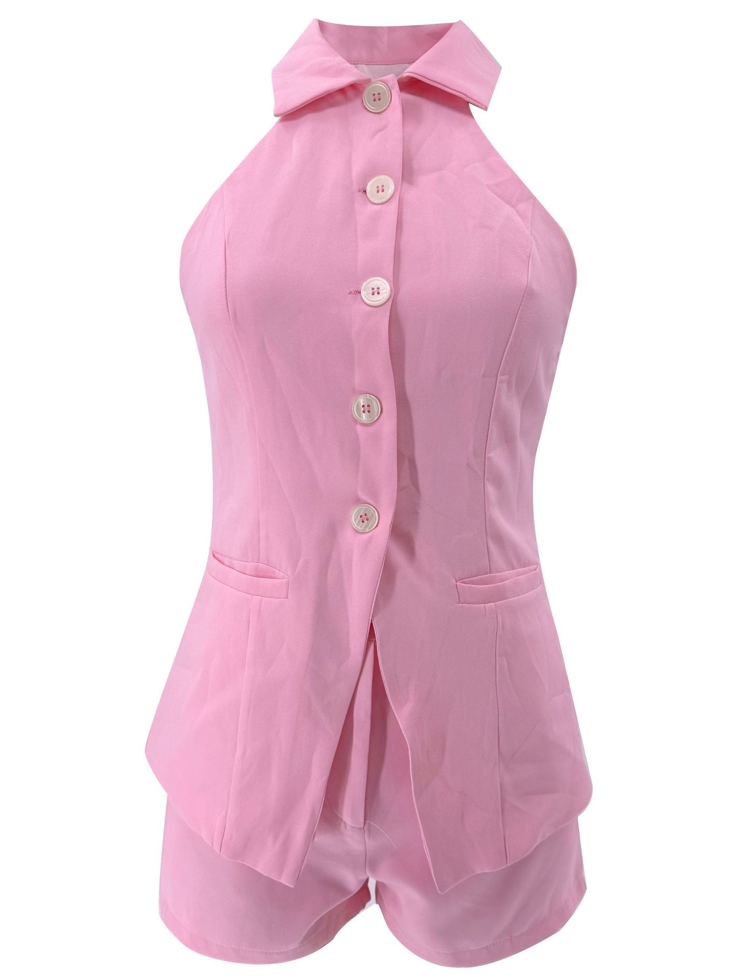 Sleeveless Button-Front Two Piece Set