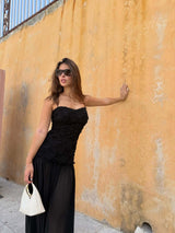 Strapless Lace Evening Gown