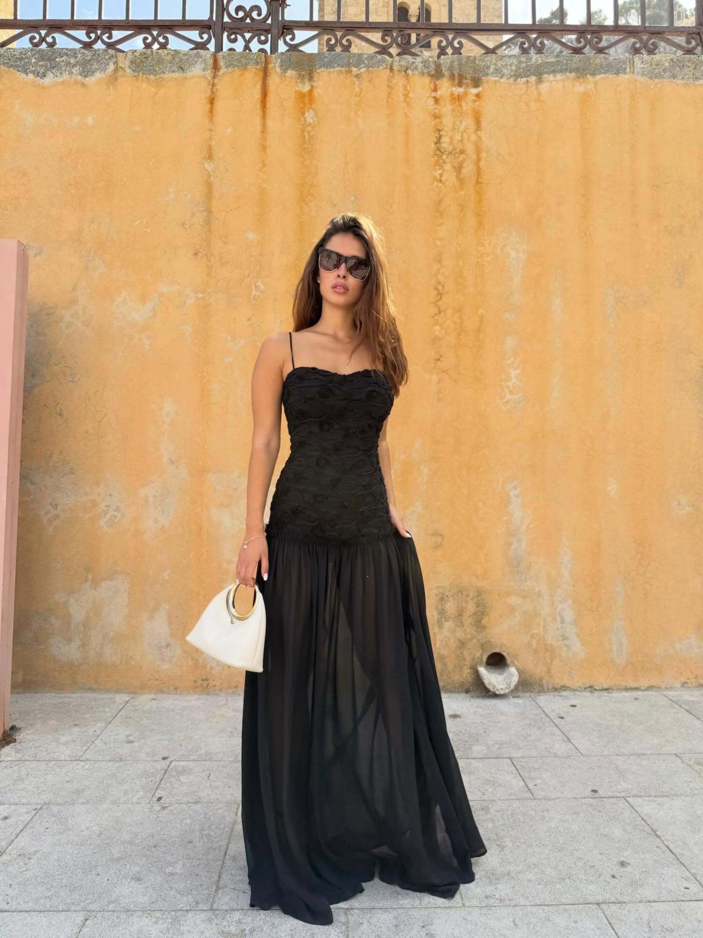 Strapless Lace Evening Gown