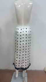 Maxi Skirt with Polka Dots & Lace Trim