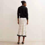 Maxi Skirt with Polka Dots & Lace Trim