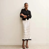 Maxi Skirt with Polka Dots & Lace Trim
