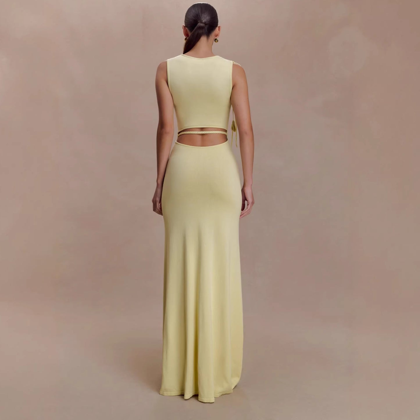 Sleeveless Maxi Dress with Pom-Pom Detail