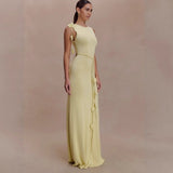 Sleeveless Maxi Dress with Pom-Pom Detail