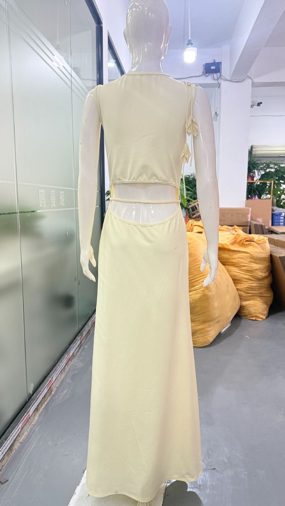Sleeveless Maxi Dress with Pom-Pom Detail
