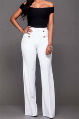 High-Waisted White Wide-Leg Pants