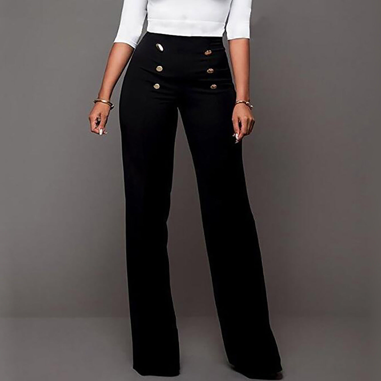 High-Waisted White Wide-Leg Pants