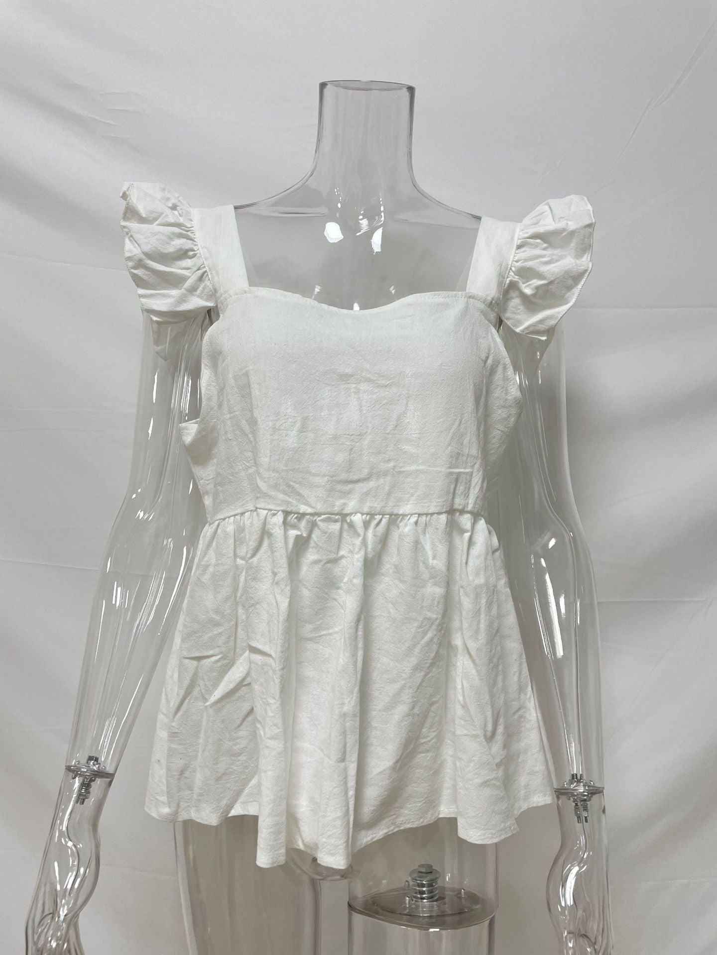 Ruffle Sleeve Square Neck Top