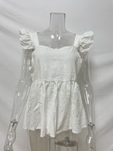 Ruffle Sleeve Square Neck Top