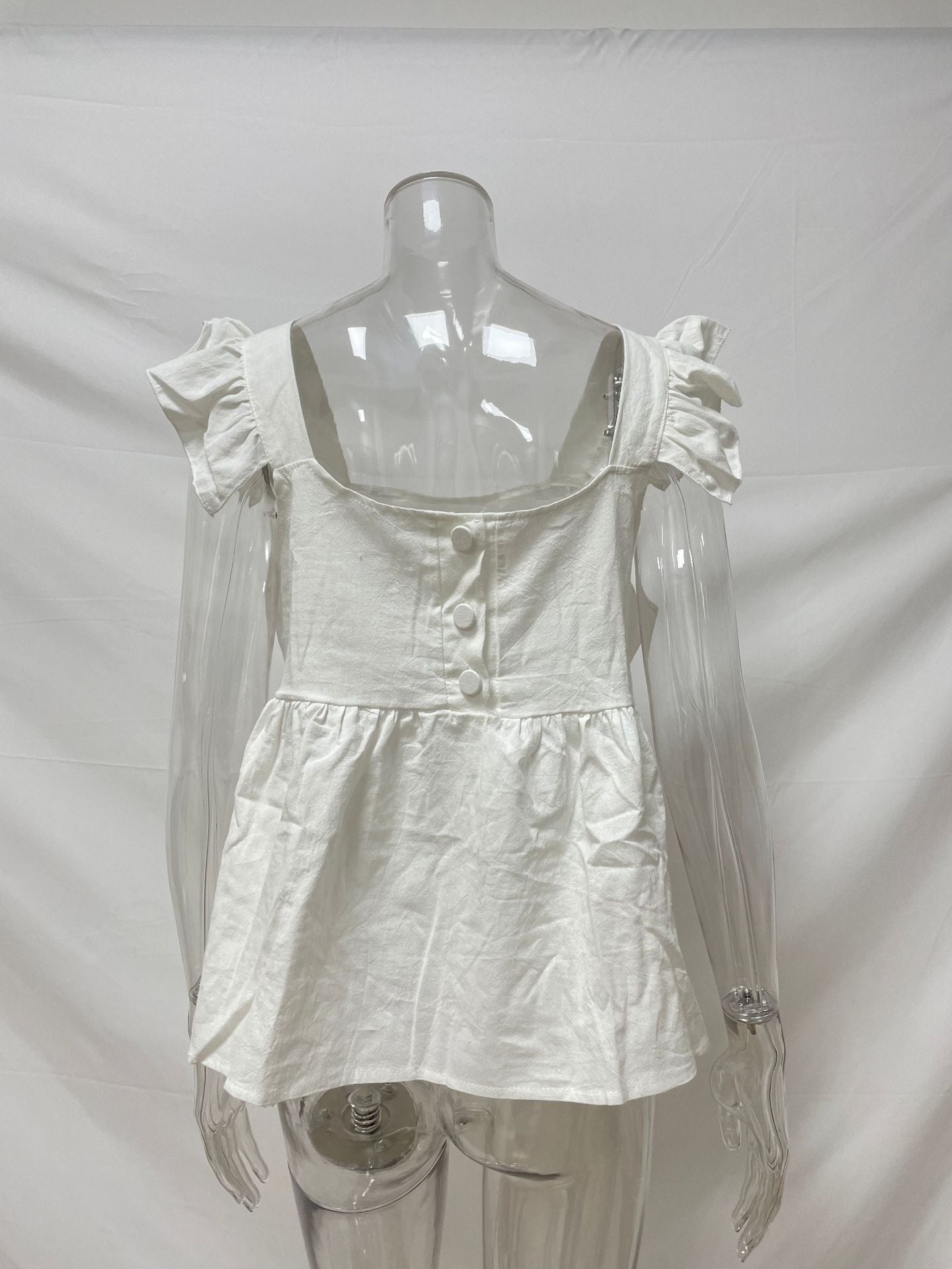 Ruffle Sleeve Square Neck Top