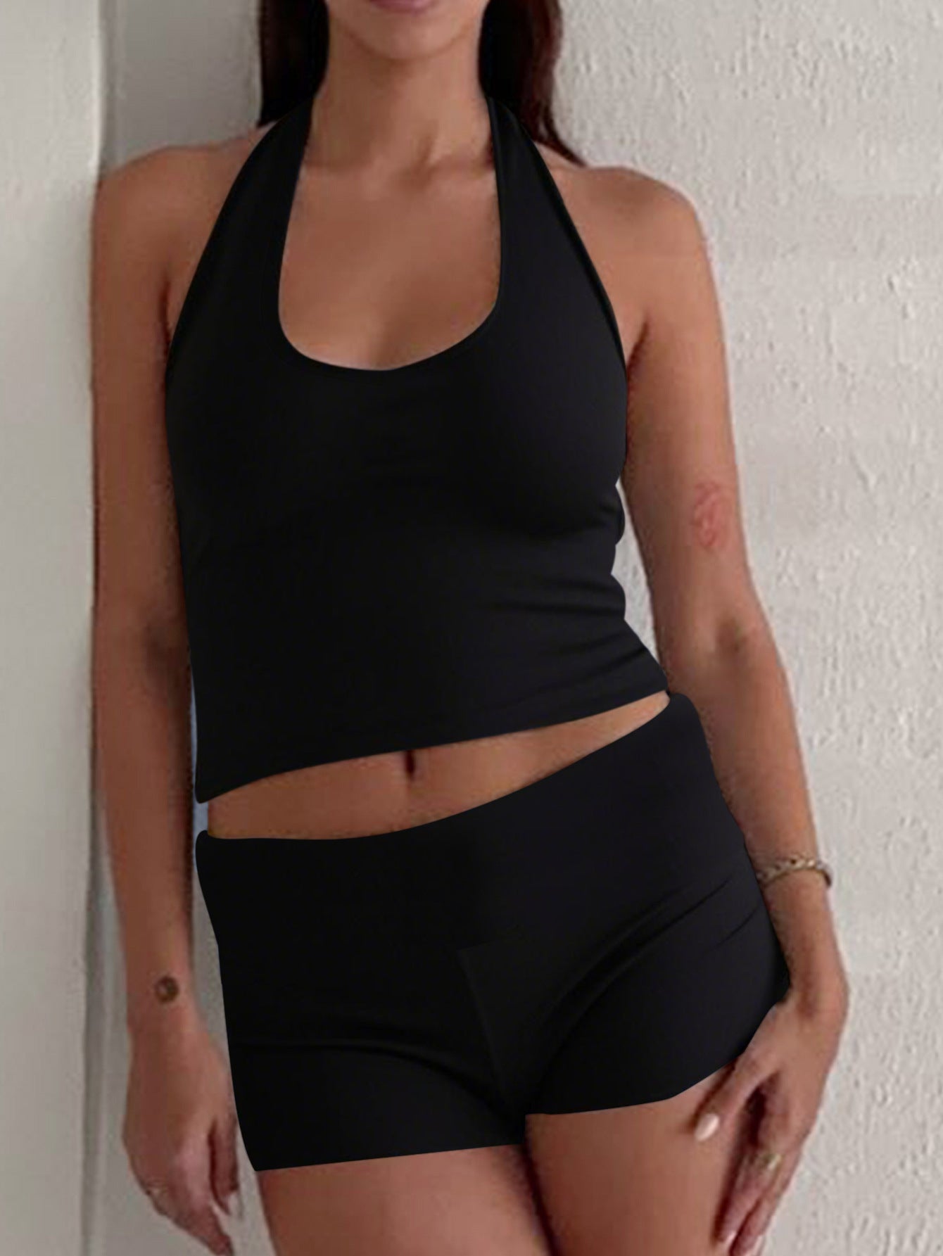 Striped Sleeveless Crop Top & Shorts Set