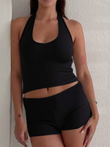Striped Sleeveless Crop Top & Shorts Set