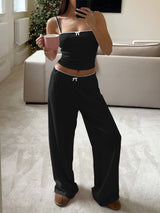Lounge Set with Cropped Top & Wide-Leg Pants
