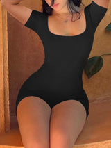 Bodycon Short-Sleeve Rompers